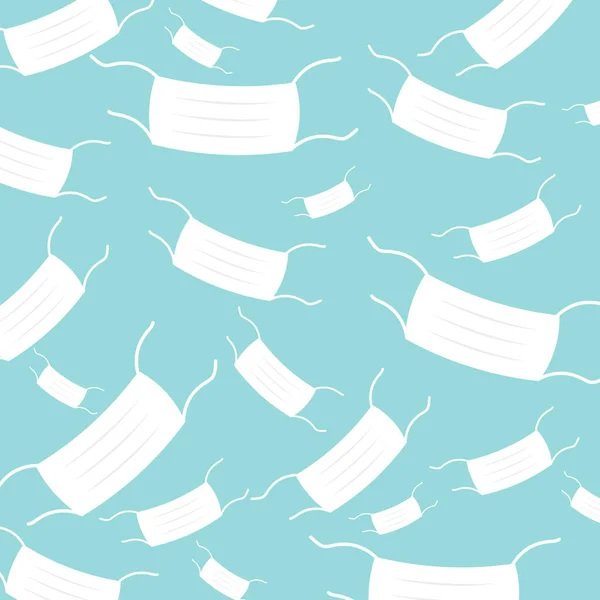  Mavi arka planda tıbbi maske deseni, koronavirüs, 10 vektör illüstrasyon içeriyor
