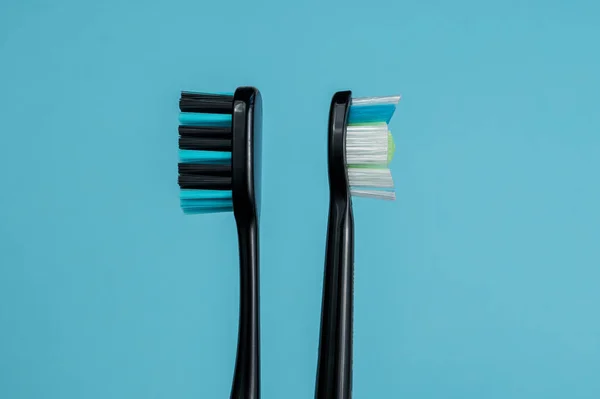 Two Toothbrushes Blue Background — Stock Photo, Image