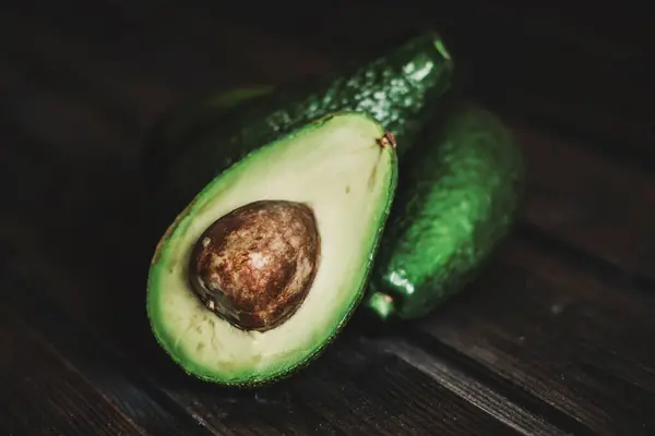 Avocado Close Wooden Background — Stock Photo, Image