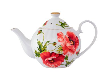 Çiçek desenli çay için çaydanlık.