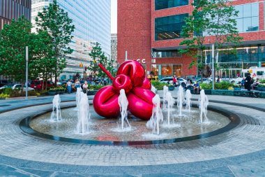 Kırmızı balon çiçek tarafından Jeff Koons, New York.