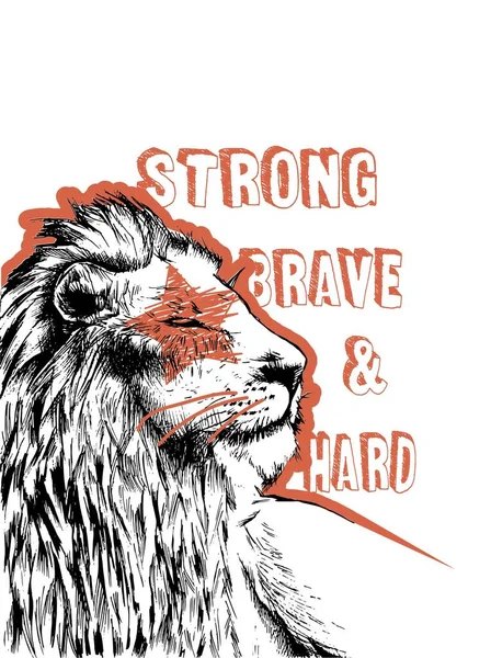 Χέρι Ζωγραφισμένο Λιοντάρι Εκτύπωσης Για Αγόρια Πουκάμισο Διανυσματική Απεικόνιση Δυνατό — Διανυσματικό Αρχείο