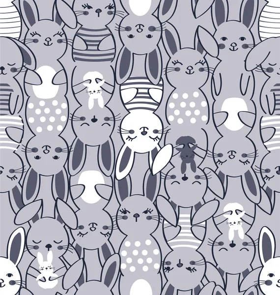 かわいい漫画ウサギのシームレスなパターンベクトル図 — ストックベクタ