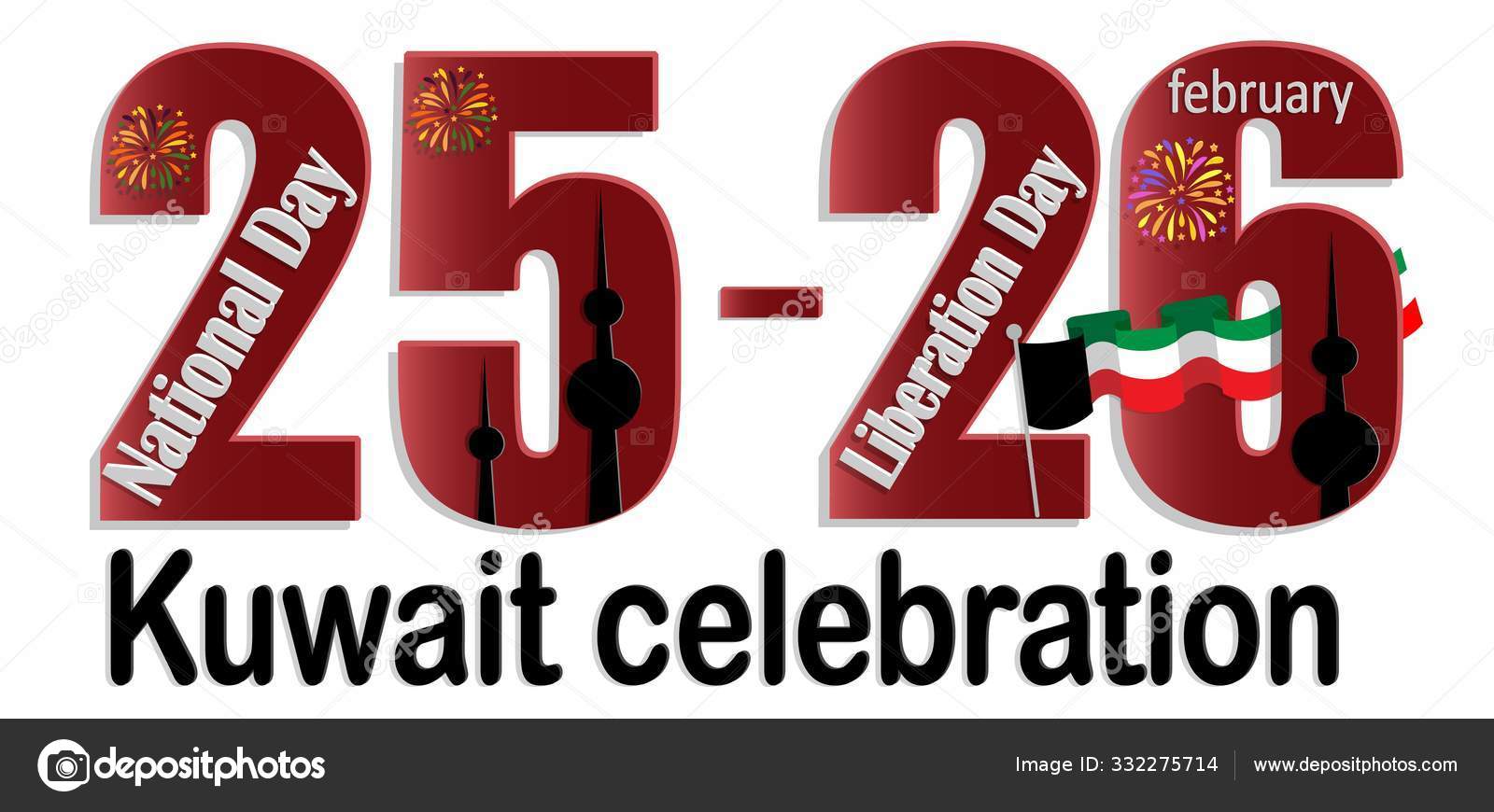 Kuwaiti National Day and Kuwaiti Day Celebration, paper style, February