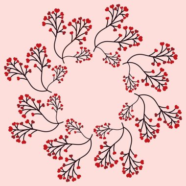 Sevgililer günü için tebrik kartı, mavi arka plan, üzerinde büyüyen ve çiçek açan dal.