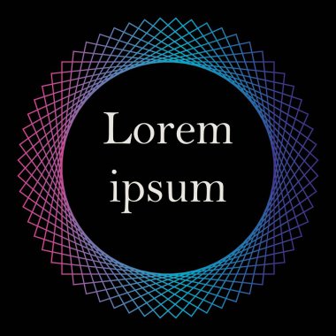 Siyah arkaplanda renkli neon geometrik arkaplan. Modern vektör. Metin için alanı olan yaratıcı tasarım şablonu. Yaratıcı neon şablonu. Modern gradyan örtüsü. Teknik tasarım. Vektör kartı, afiş.