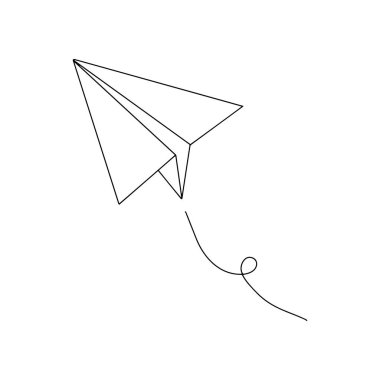 Çizim çizimi. Basit bir kağıt uçak çizimi. El yapımı vektör çizimi. Dosya simgesi. Doodle koleksiyonu. Beyaz arkaplanda Origami siyah simgesi.