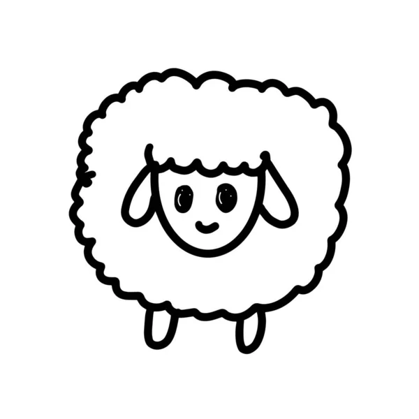 Fantasy sketch illustration with black coloring book sheep on white background. Education vector illustration. Antistress coloring book page. Contour vector illustration. — Stock Vector