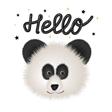 Panda 'nın kafası karikatür bebek tarzında, panda ayısı, üzerinde 
