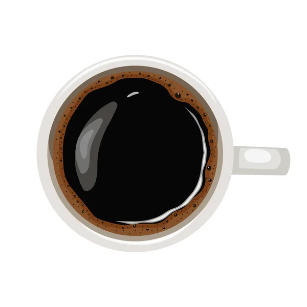 Tasse Schwarzen Kaffee Draufsicht Vektorillustration — Stockvektor