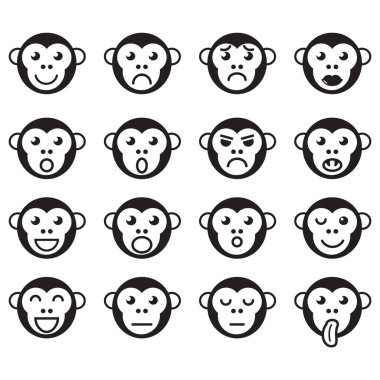 Maymunlar simgeleri dizer. Vektör illüstrasyonu.