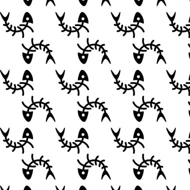 Kavisli balık iskeletleri. Kusursuz duvar kağıdı. Vektör illüstrasyonu.