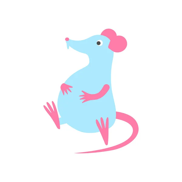 Fat Mouse Big Belly Pregnant Mice Character Rodent Vector Illustration — 스톡 벡터