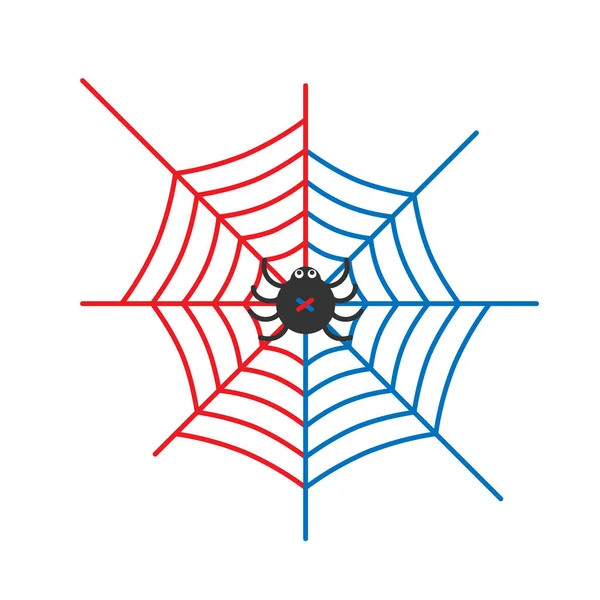 Araña Web Insecto Rojo Azul Ilustración Vectorial — Vector de stock