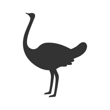 Devekuşu boynunu arkaya eğdi. Düz simge. Vektör illüstrasyonu.