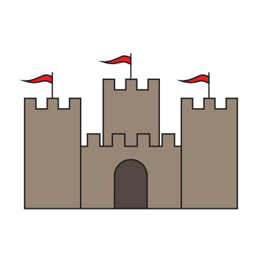 Castle yassı ikonu. Vektör illüstrasyonu.