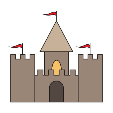 Castle yassı ikonu. Vektör illüstrasyonu.