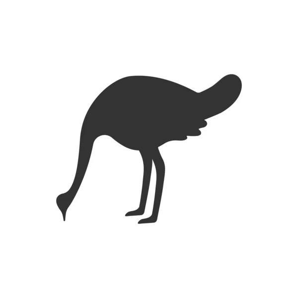 Avestruz Está Comiendo Icono Plano Ilustración Vectorial — Vector de stock