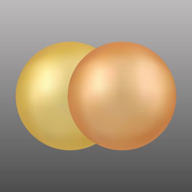 Gri arka planda altın toplar. Vektör illüstrasyonu.