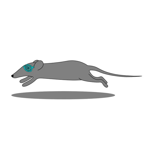 Rat Runs Glasses Vector Illustration — 스톡 벡터