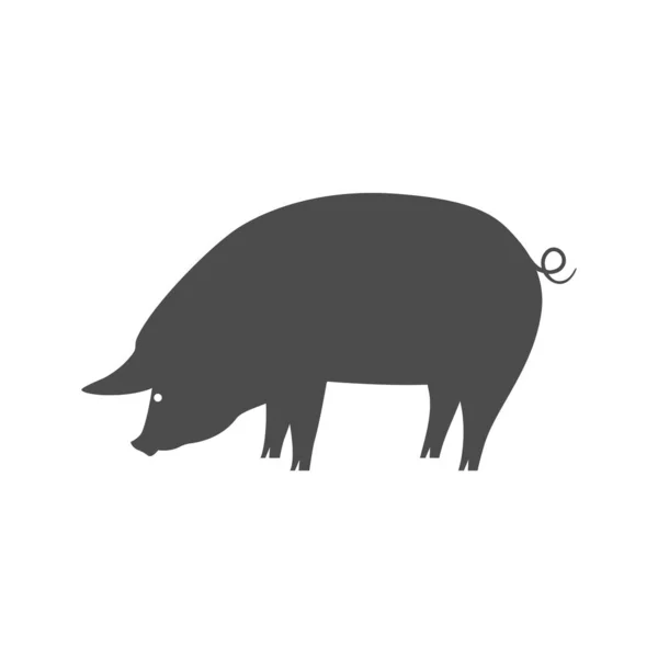 Pig Eats Flat Icon Vector Illustration — Stock Vector