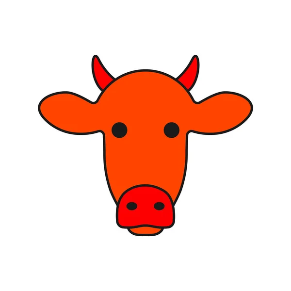 Icône Plate Vache Tête Visage Visage Animal Illustration Vectorielle — Image vectorielle