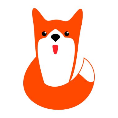 Cartoon fox shows tongue. Vector illustration.