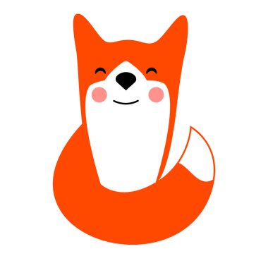 Cartoon fox smiling. Vector illustration.