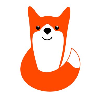 Cartoon fox smiling. Vector illustration.