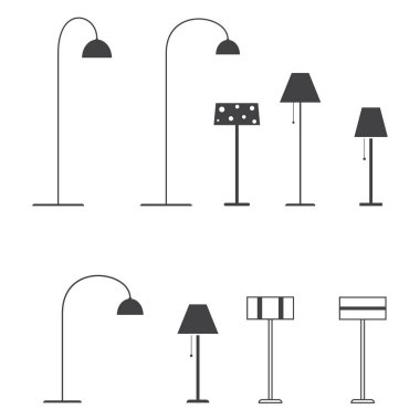 Set of floor lamps. Vector illustration.