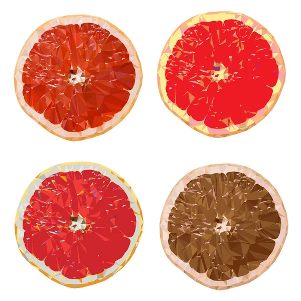 Set Pomelo Pomelo Poligonal Ilustración Vectorial — Vector de stock