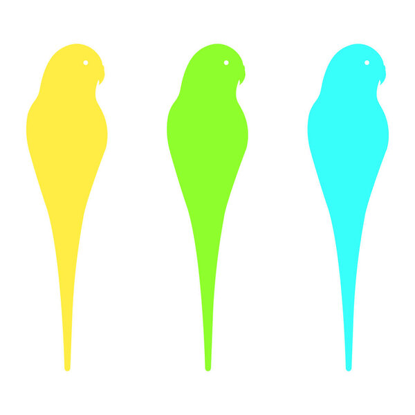 Budgerigars, budgerigars, parakeets. Set of birds of different colors. Vector illustration.