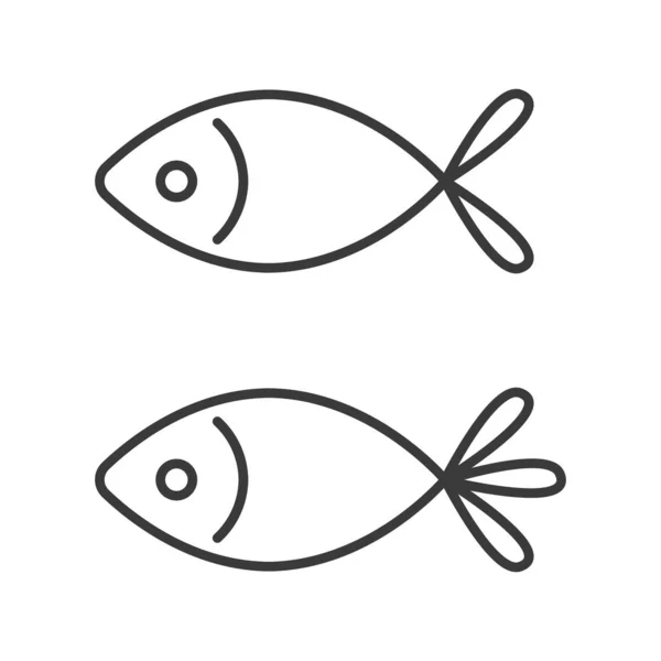 Uppsättning Enkla Fiskikoner Vektorillustration — Stock vektor