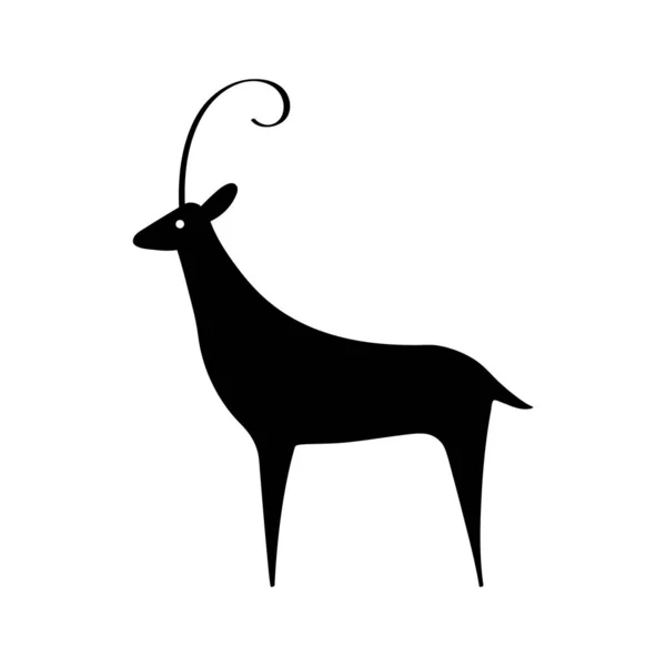 Antelope Stands Silhouette View Side Logos Emblems Badges Labels Template — 图库矢量图片