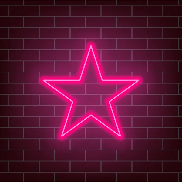 Neonrosa Stern Glühendes Zeichen Eines Fünfzackigen Sterns Nachtlicht Werbung Vektorillustration — Stockvektor