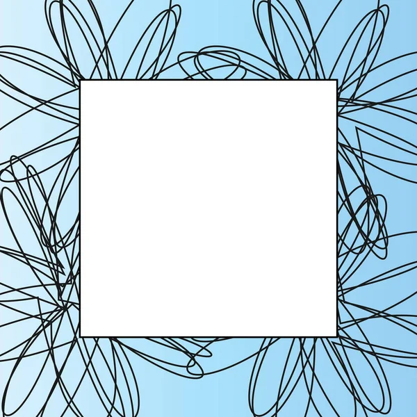 Fondo Azul Degradado Flores Abstractas Con Marco Para Texto Ilustración — Vector de stock