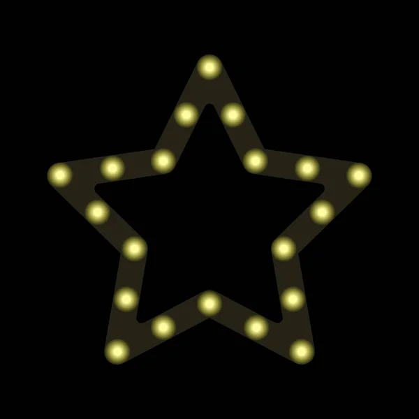 Bersinar Lingkaran Dalam Bintang Kuning Pada Latar Belakang Gelap Ilustrasi - Stok Vektor