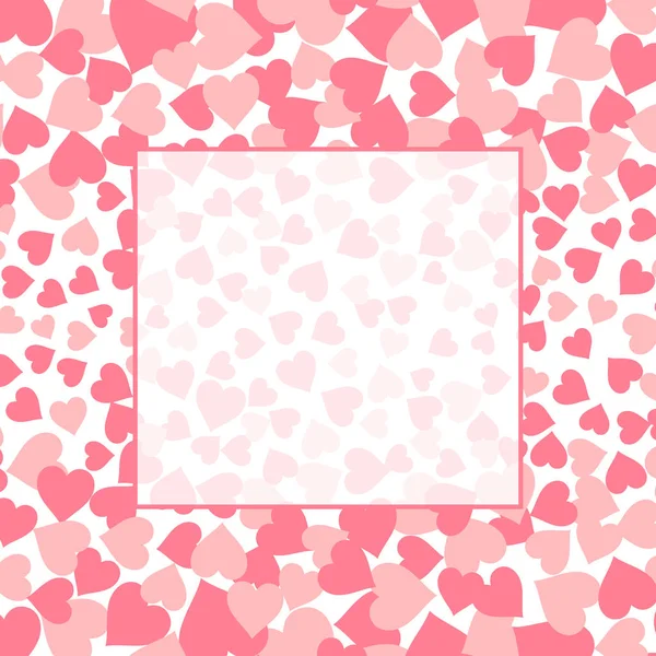 Background Pink Hearts Frame Text Vector Illustration — Stock Vector