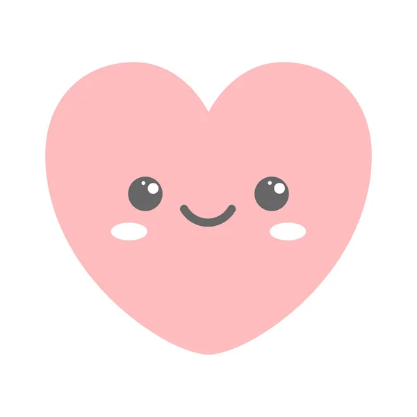 Corazón Kawaii Bonita Cara Ilustración Vectorial — Vector de stock