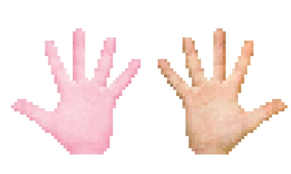 Set Palm Trees Squares Human Hands Vector Illustration — Stok Vektör