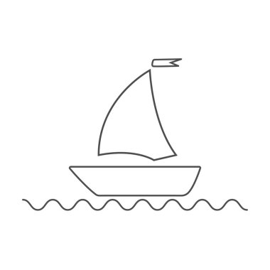 Yat kalkıyor. Gemi simgesi. Vektör illüstrasyonu.