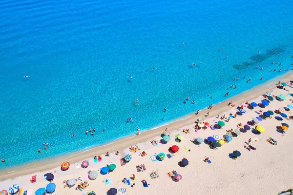 Vue Dessus Plage Avec Des Vacanciers — Photo