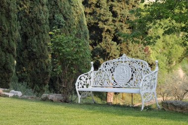 Yazın güzel bir park bankı