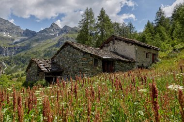 Yay, dağ ve yamaçların arasında eski bir yarı yıkık bina..