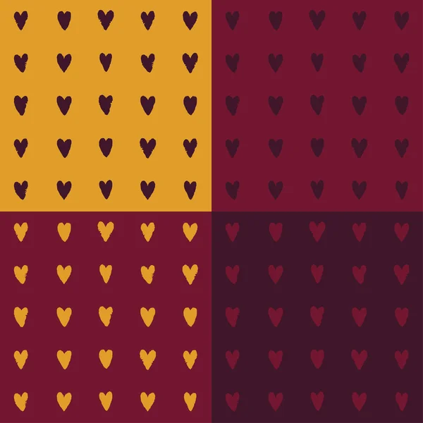 Vektor-nahtloses Muster mit handgezeichneten grafischen Herzen. — Stockvektor