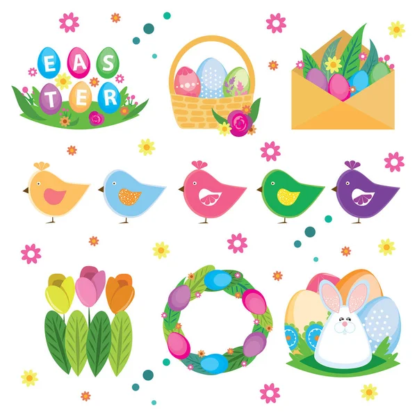 Vector set of easter elements — ストックベクタ