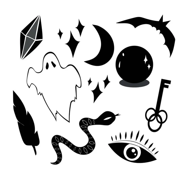 Ensemble Magique Mystique Religion Occultisme Avec Des Symboles Ésotériques Maçonniques — Image vectorielle