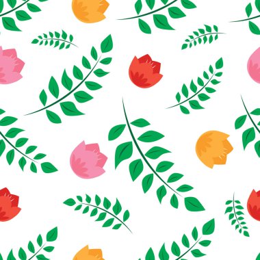 Çiçek desenli vektör. renk yaprakları ve çiçekler.