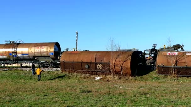 Becej Serbien Dezember 2017 Zug Tank Mit Gefahrgut Rutschte Von — Stockvideo