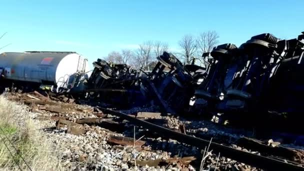 Becej Σερβία 24Η Δεκεμβρίου 2017 Τρένο Δεξαμενή Επικίνδυνα Υλικά Γλίστρησε — Αρχείο Βίντεο